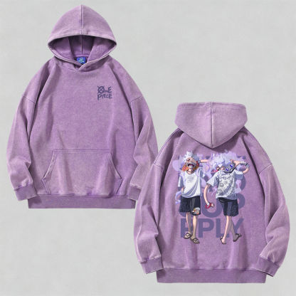 Unisex Anime Graphic Streetwear Vintage Washed 3D Direct Injection Hoodie