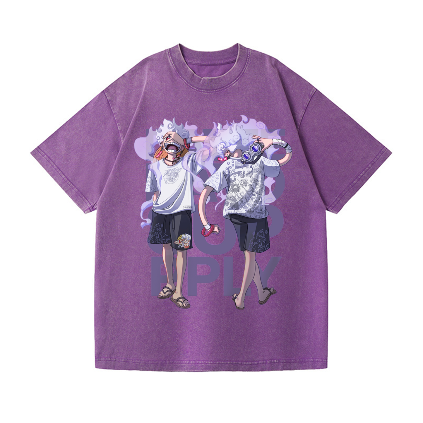 Unisex Anime Graphic Streetwear Vintage Washed 3D Direct Injection Hoodie