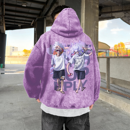 Unisex Anime Graphic Streetwear Vintage Washed 3D Direct Injection Hoodie