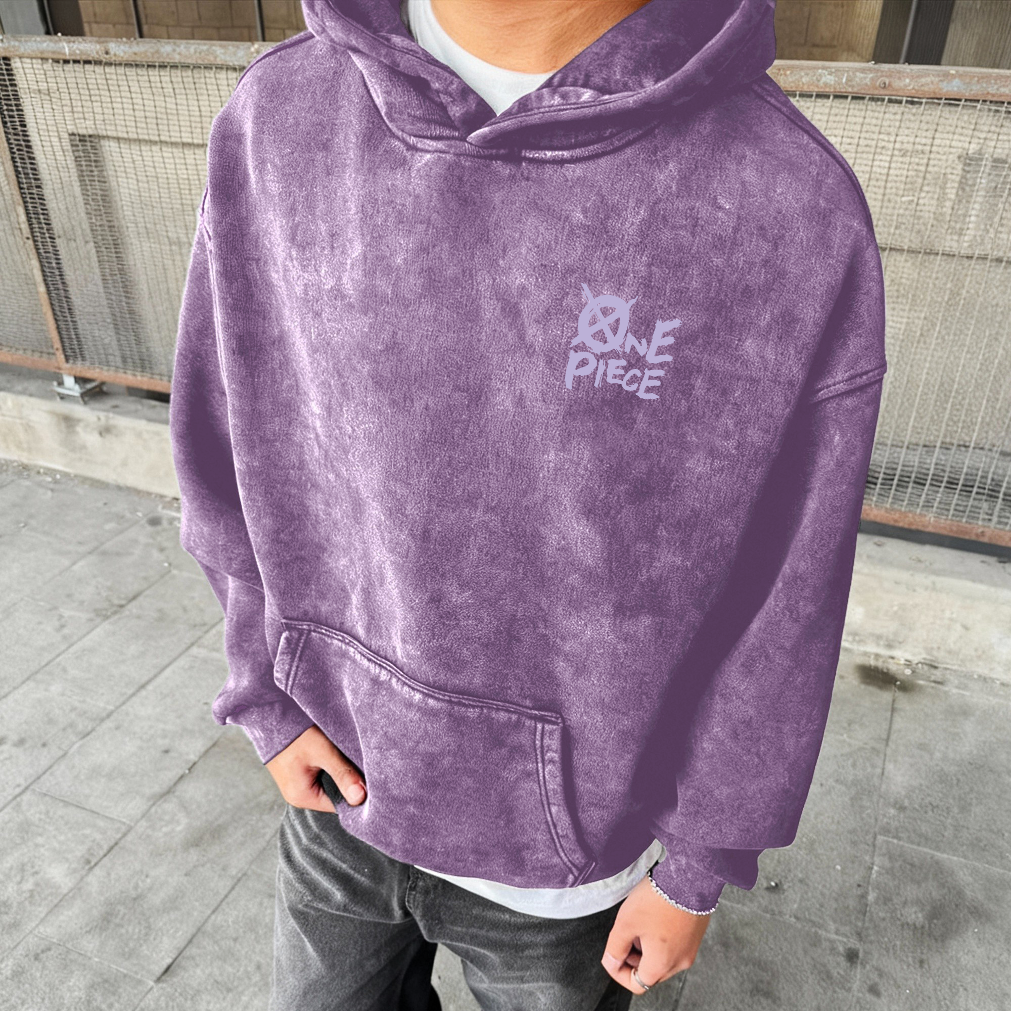 Unisex Anime Graphic Streetwear Vintage Washed 3D Direct Injection Hoodie