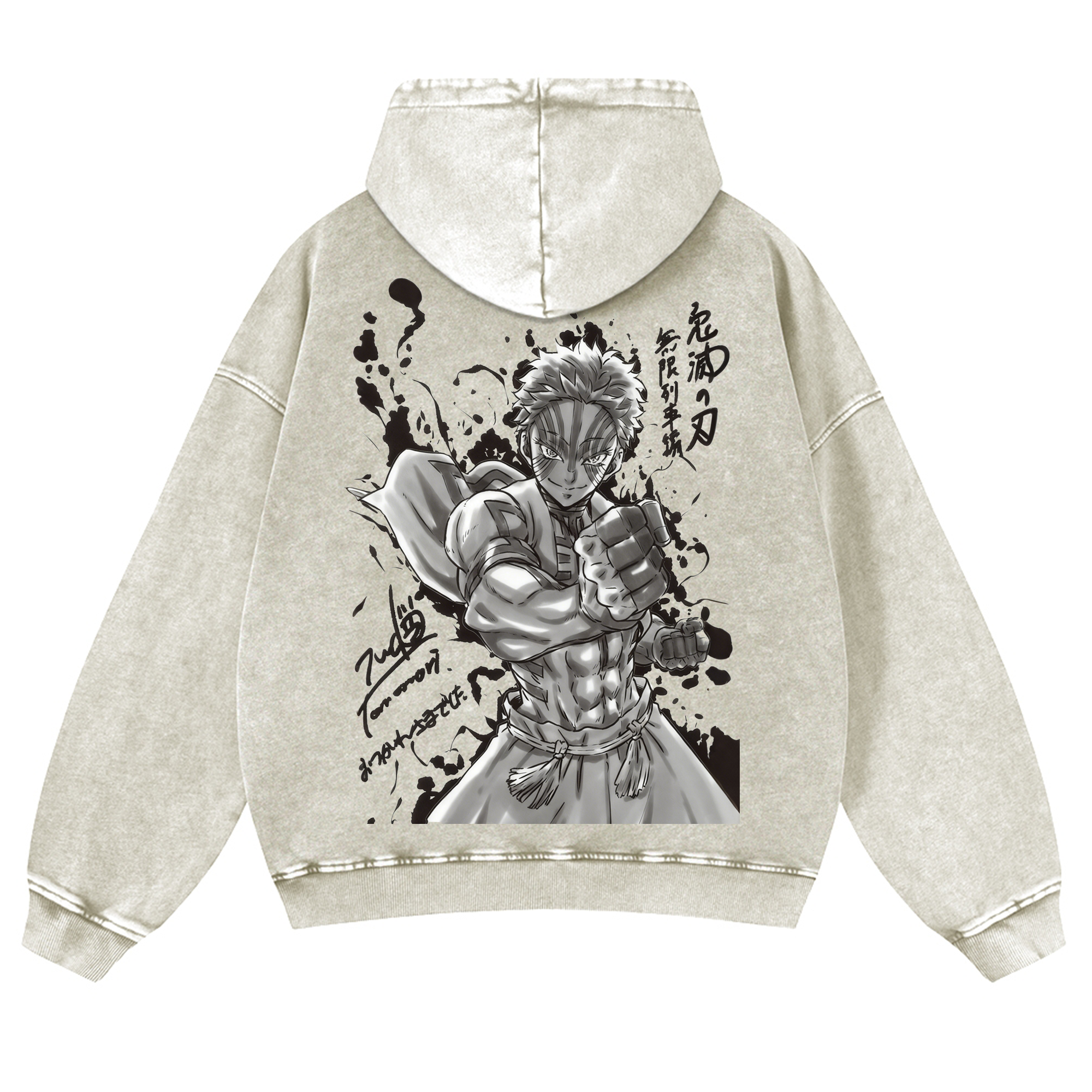 Unisex Anime Graphic Streetwear Vintage Washed 3D Direct Injection Hoodie