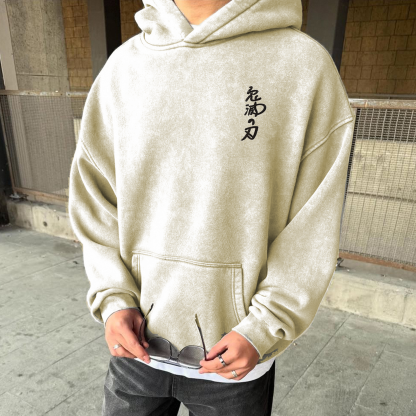 Unisex Anime Graphic Streetwear Vintage Washed 3D Direct Injection Hoodie