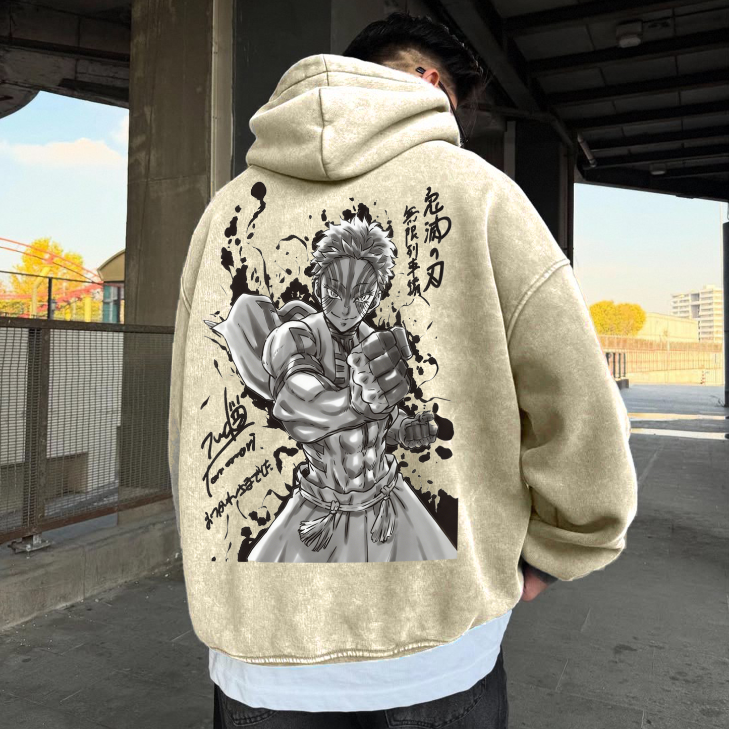 Unisex Anime Graphic Streetwear Vintage Washed 3D Direct Injection Hoodie