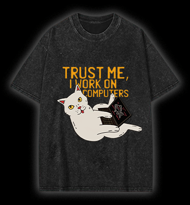 Trust Me Cat Vintage Washed 100% Cotton T-Shirt