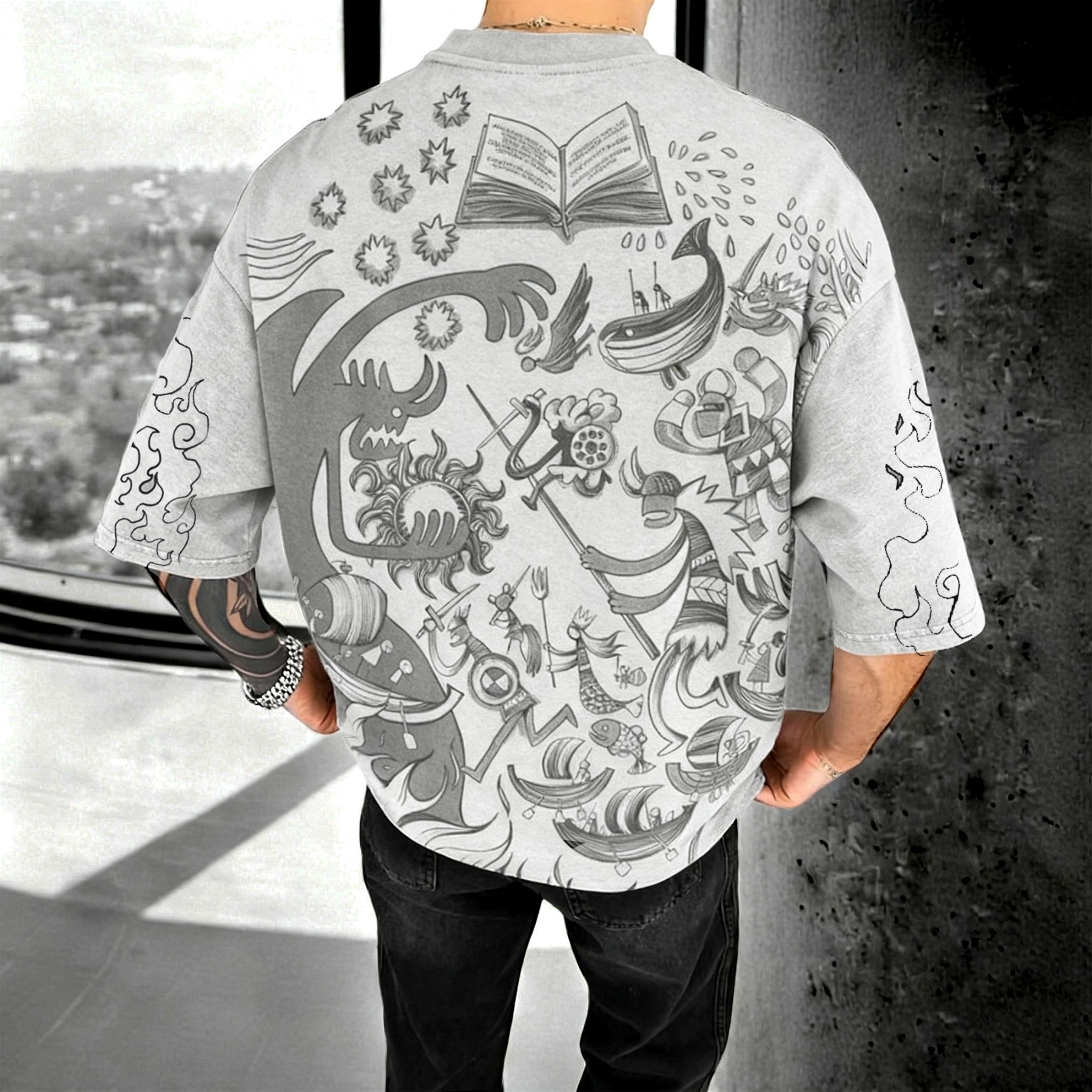 Unisex Anime Pattern Street Retro Fleece Hoodie