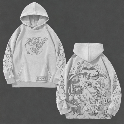 Unisex Anime Pattern Street Retro Fleece Hoodie