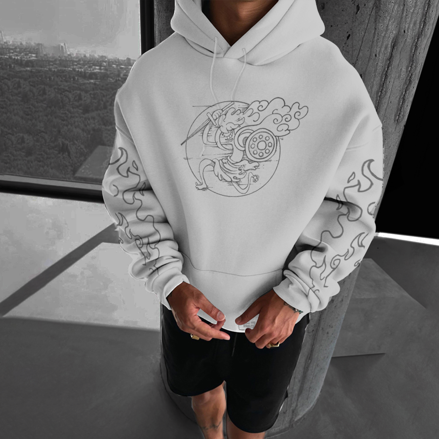 Unisex Anime Pattern Street Retro Fleece Hoodie