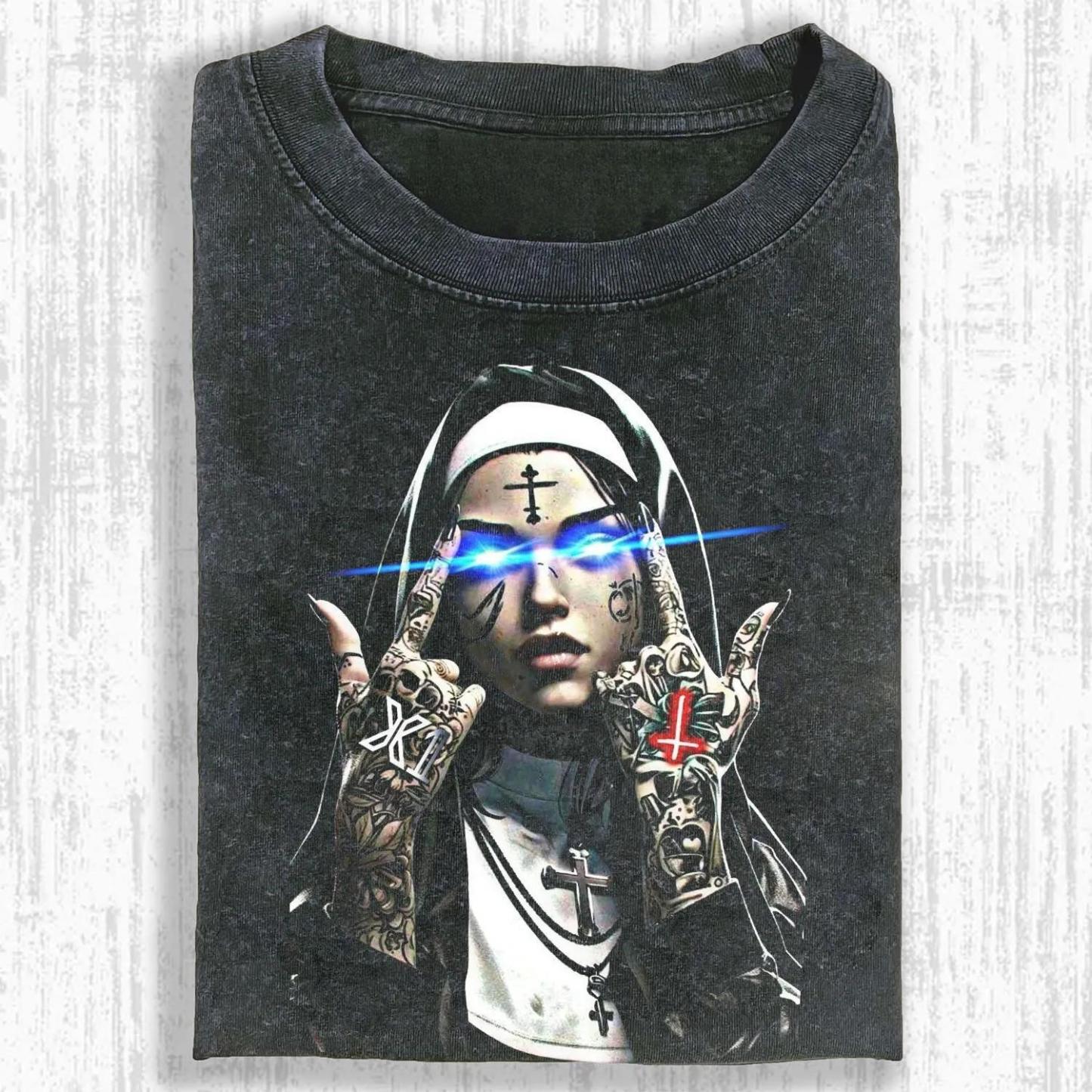 DARK PUNK - STYLE NUN GRAPHIC T - SHIRT