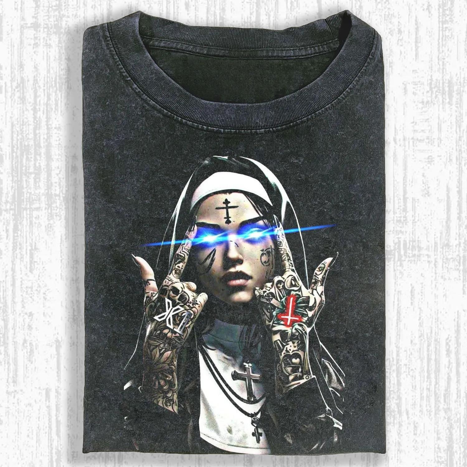 DARK PUNK - STYLE NUN GRAPHIC T - SHIRT