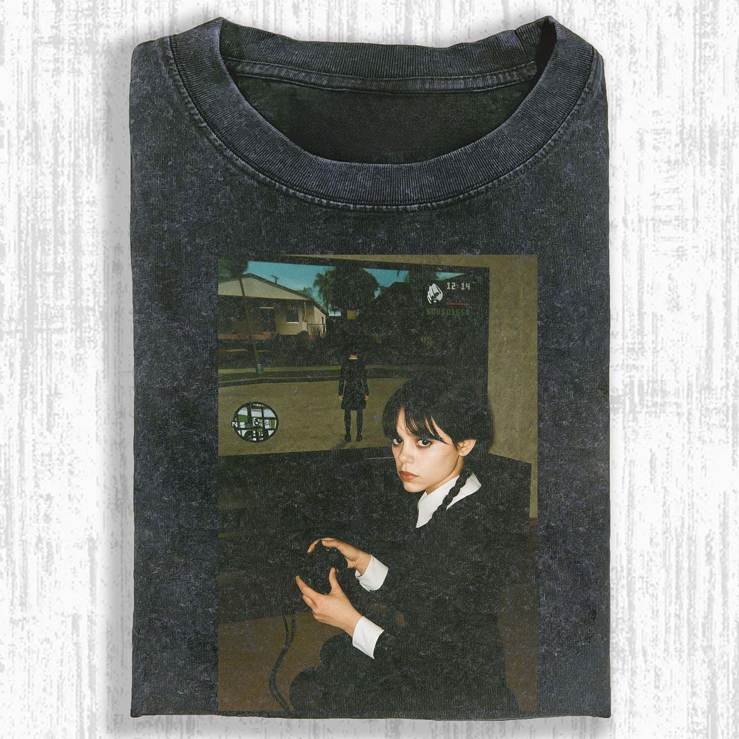 WEDNESDAY S2 GAME - THEMED VINTAGE T-SHIRT.Movie