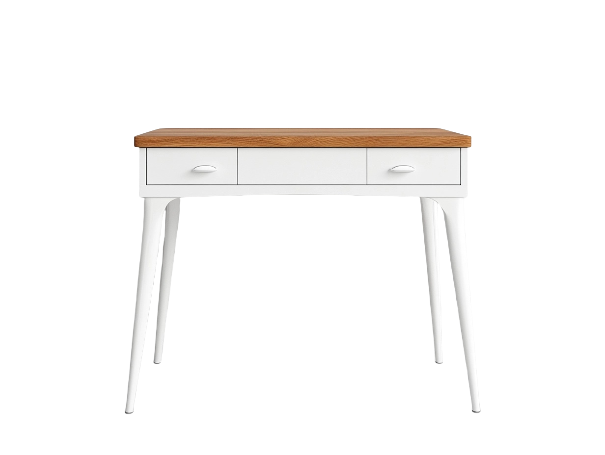Mesa de Escritorio Madera Blanco con Cajones 90x50x75 cm-Minurea