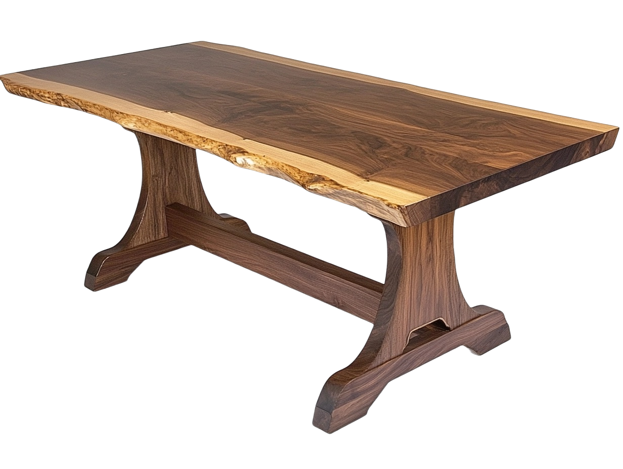 Mesa de comedor rectangular de nogal macizo marrón 180x90x75cm-Minurea