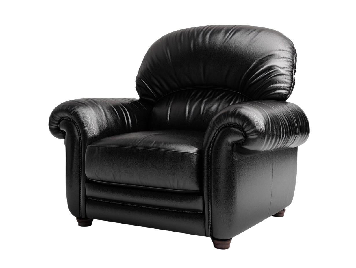 Sillón de Cuero Negro Forma Clásica 97cm x 85cm x 90cm-Minurea