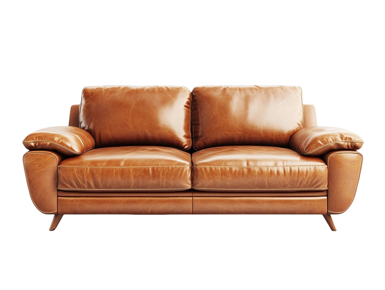 Sofá de Cuero Sintético Marrón Dos Plazas 180x90x85 cm-Minurea