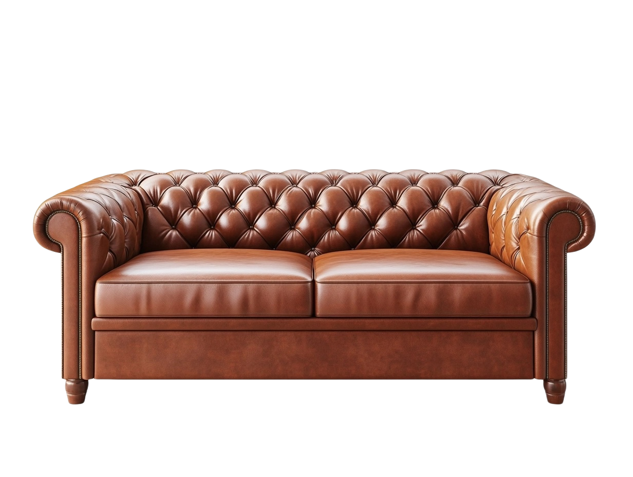 Sofá de dos plazas cuero marrón capitoné 150x85x75 cm-Minurea