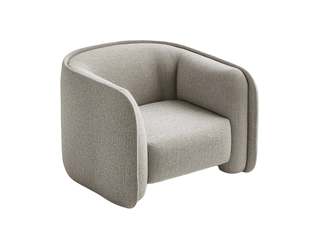 Sillón de Tela Gris Claro Poliéster Curvado 90x85x70 cm-Minurea