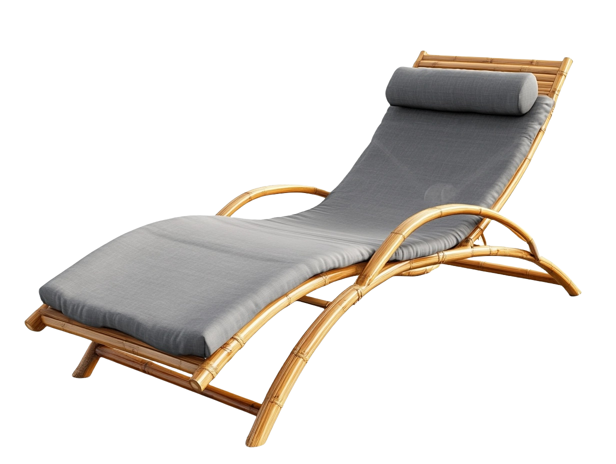 Tumbona de Bambú con Cojín Gris Almohada 200x70x90 cm-Minurea
