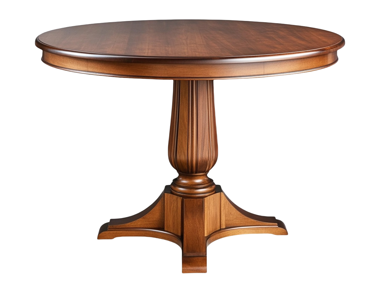 Mesa redonda de madera maciza marrón 120 cm diámetro 78 cm altura-Minurea