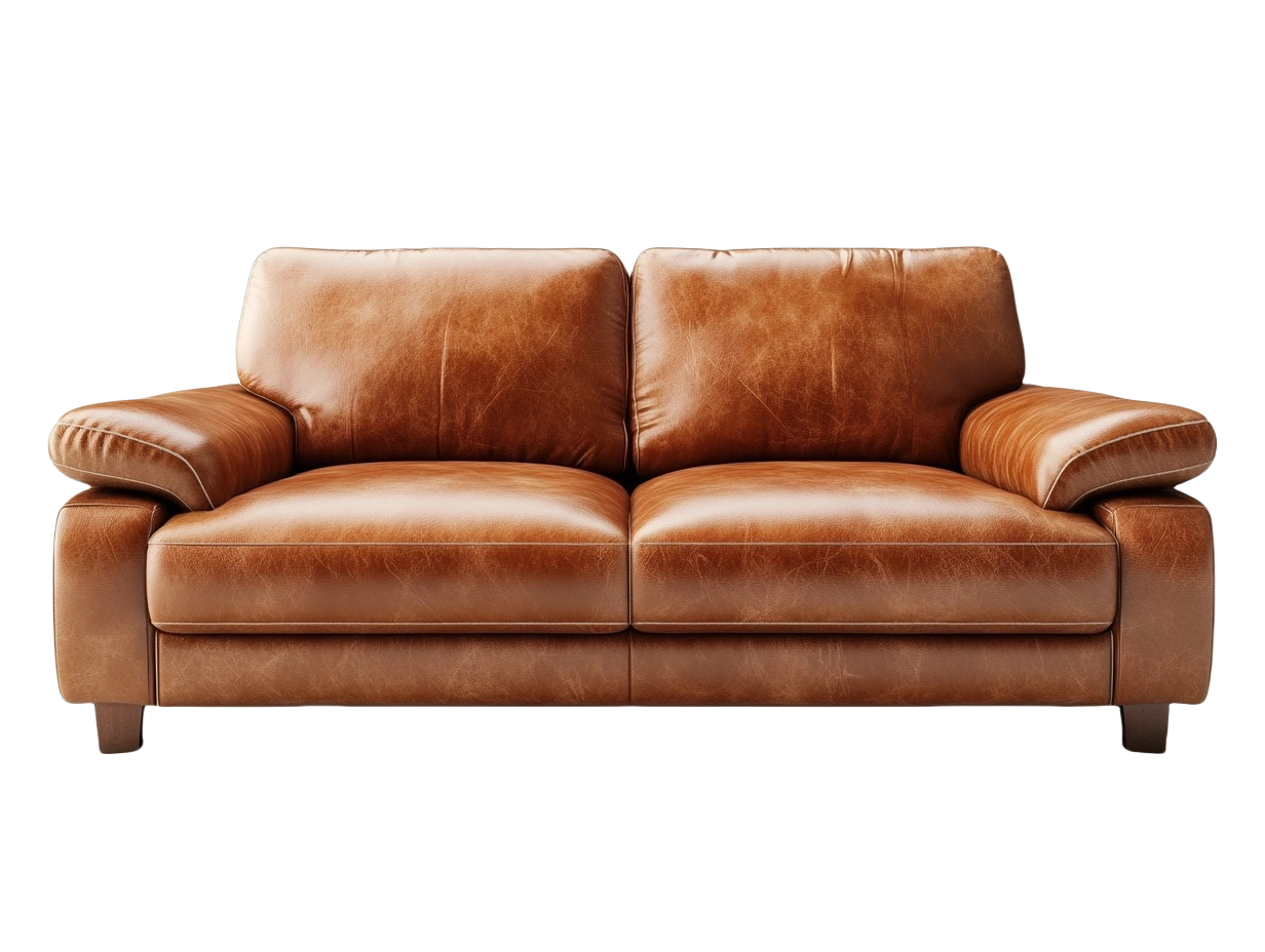 Sofá 2 plazas cuero sintético marrón ancho 180 cm-Minurea