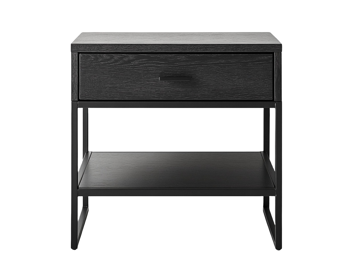 Mesita de Noche de madera y metal negro 50x40x60 cm-Minurea