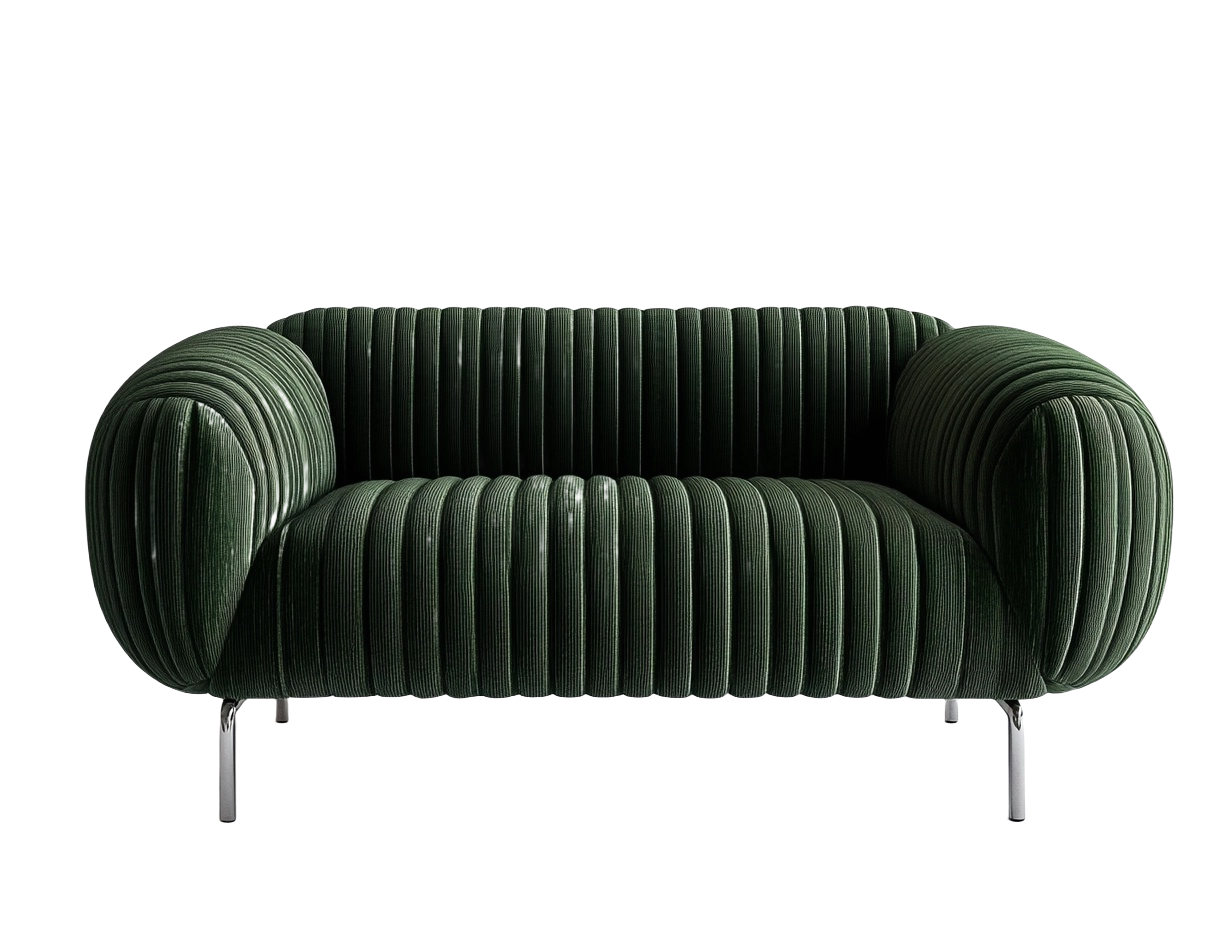 Sofá biplaza verde de terciopelo 160x90x75 cm-Minurea