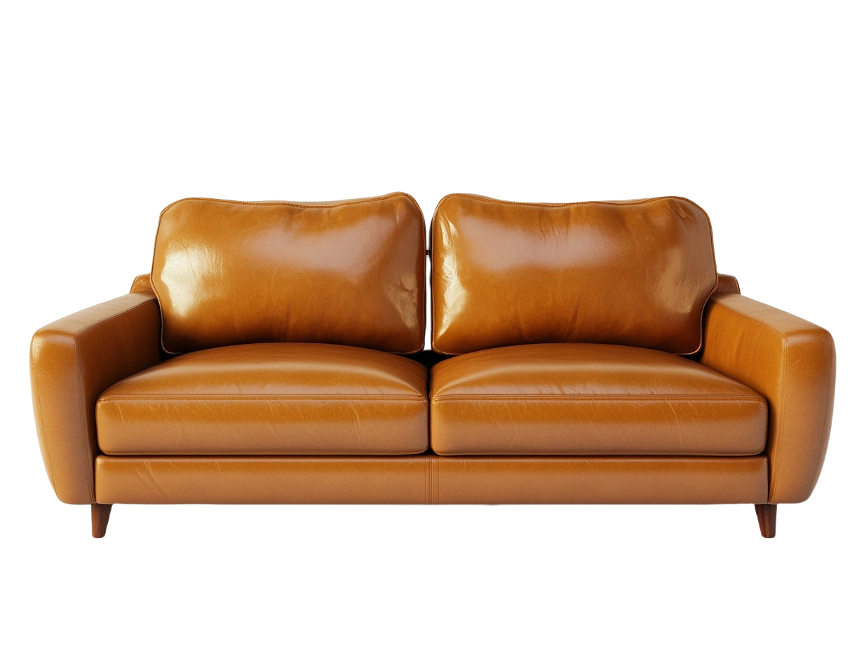 Sofá de Dos Plazas Rectangular Cuero Sintético Marrón Largo 160cm-Minurea