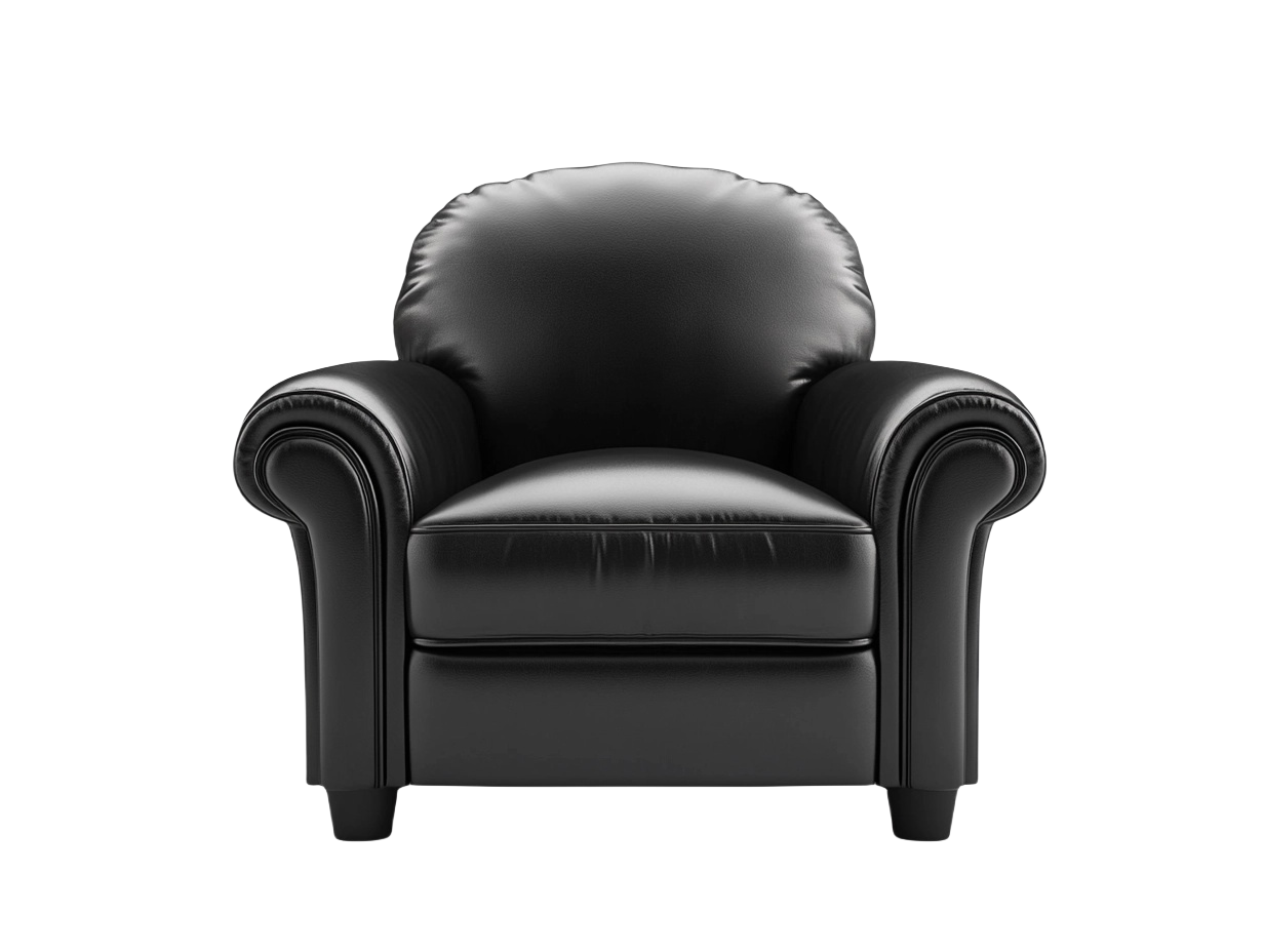 Sillón de una plaza de cuero sintético negro con forma clásica 90x85x85cm-Minurea