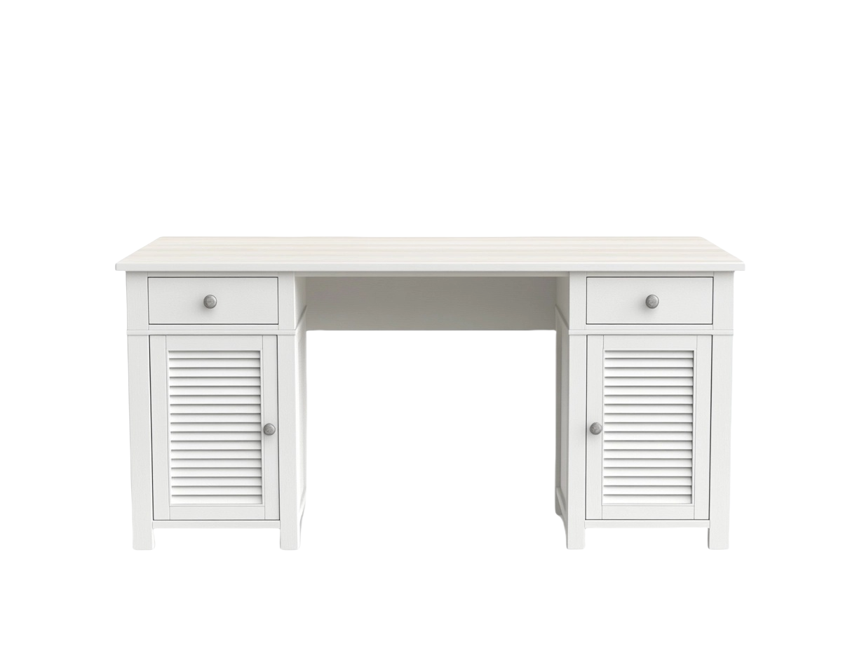 Escritorio de oficina de madera blanco con dos cajones y dos puertas 140x60x75 cm-Minurea