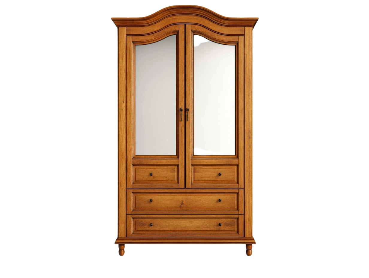 Armario de Madera Roble Dos Puertas con Espejos 120x58x210cm-Minurea