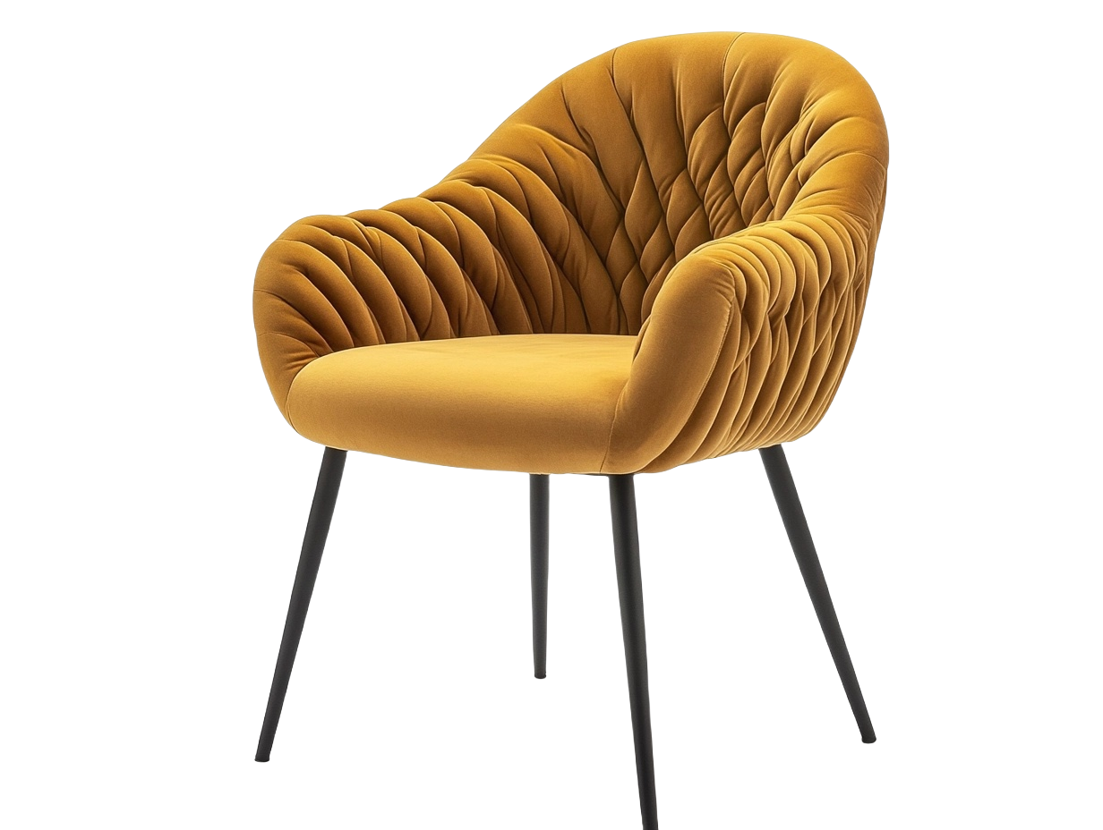 Silla de Comedor Tapizada Terciopelo Mostaza Patas Acero 58x60x85cm-Minurea