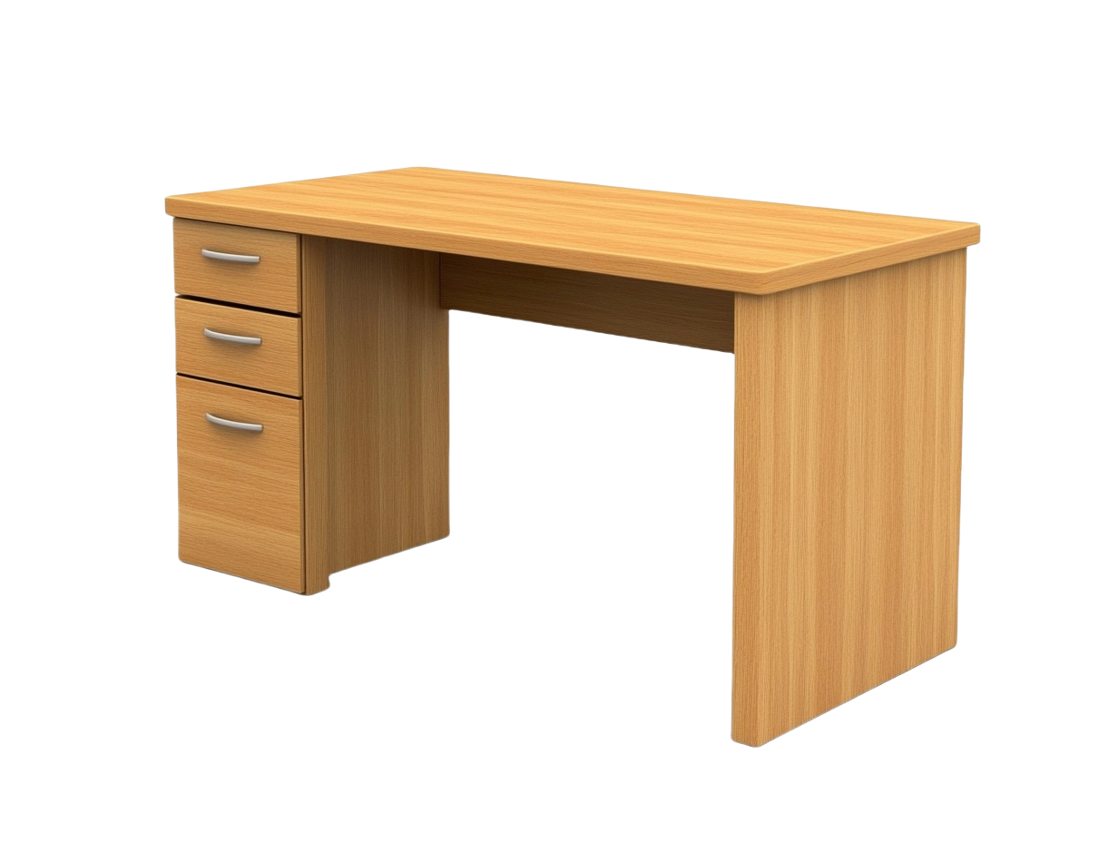 Escritorio Oficina Forma Rectangular Madera Roble Claro 3 Cajones 120x60x75cm-Minurea