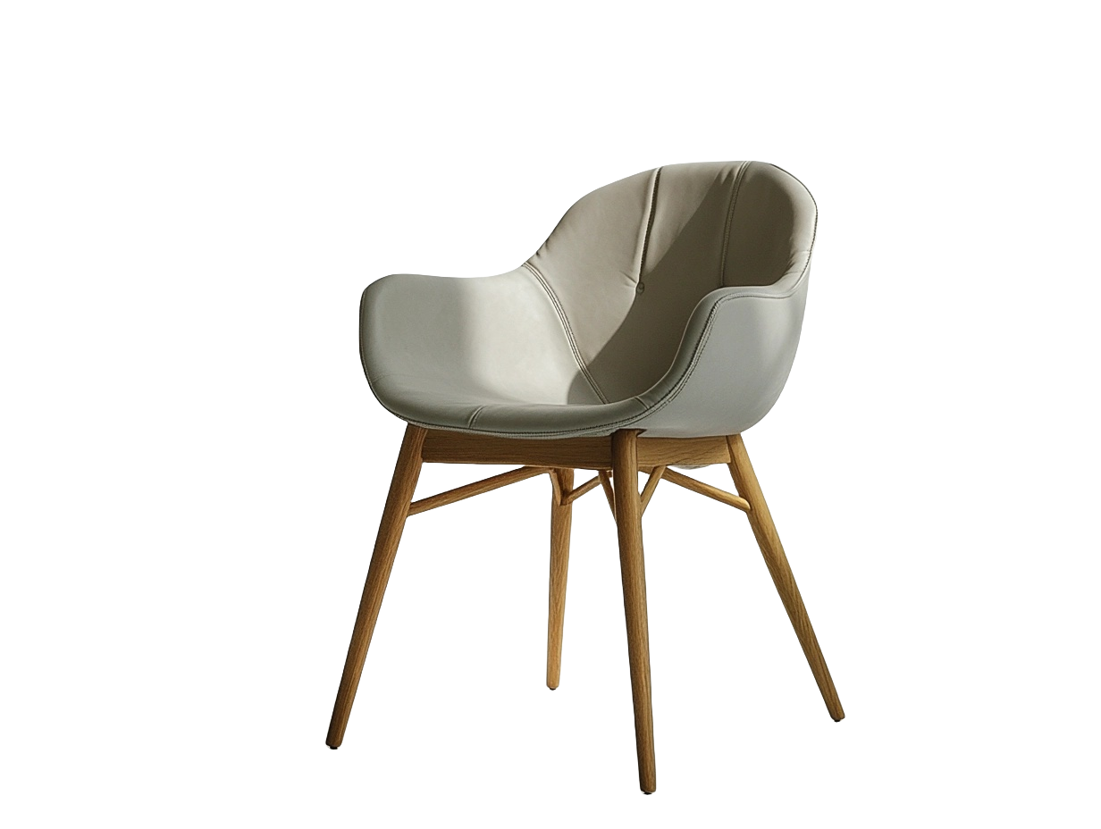 Silla Moderna Respaldo Curvo Beige Madera 80 cm x 60 cm x 55 cm-Minurea