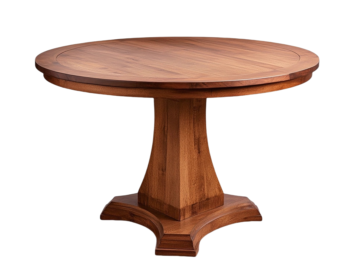 Mesa de comedor redonda de madera maciza de nogal Ø120cm marrón-Minurea