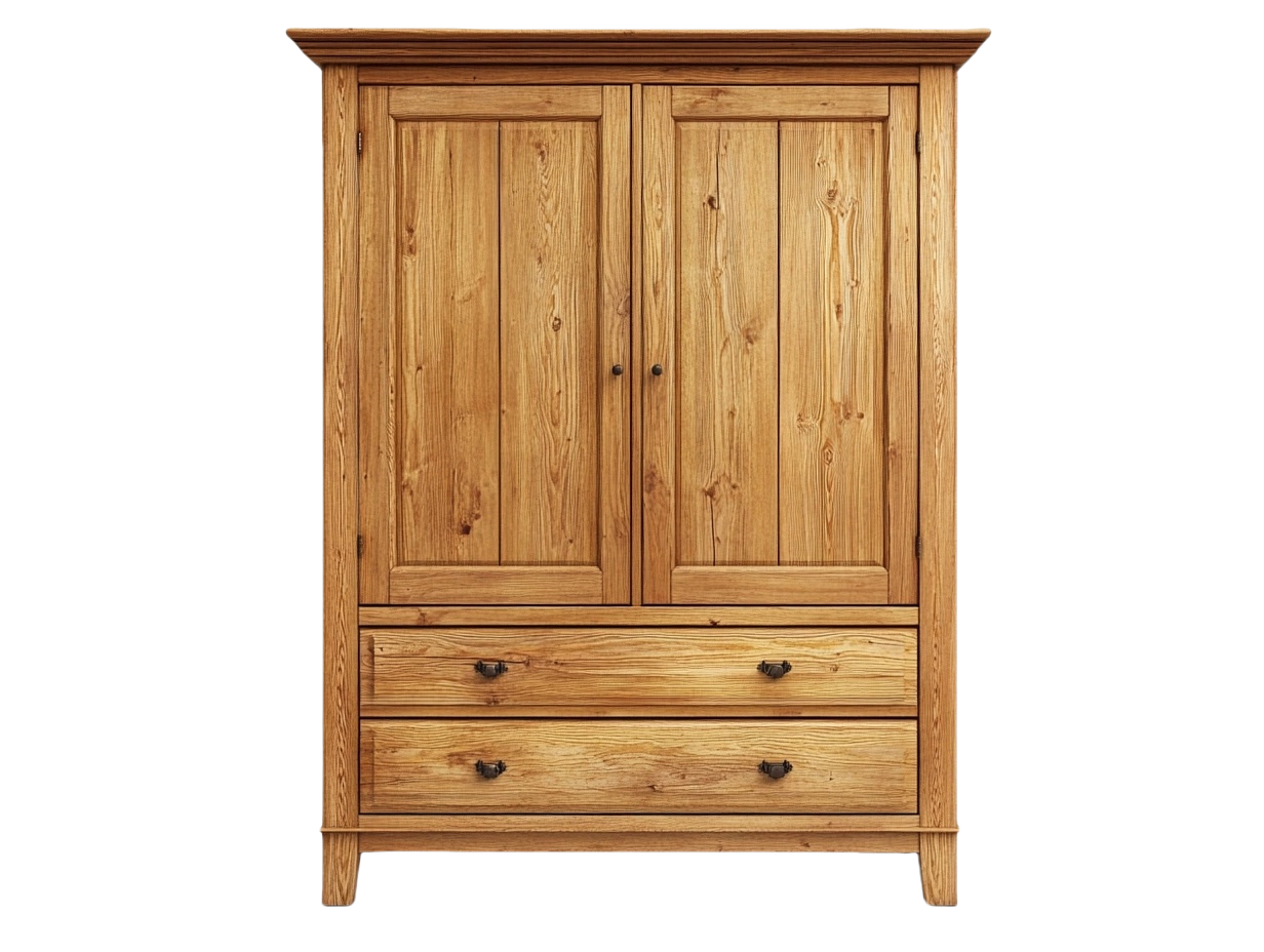 Armario de Madera Maciza Roble con 2 Puertas 2 Cajones 200x120x60 cm-Minurea