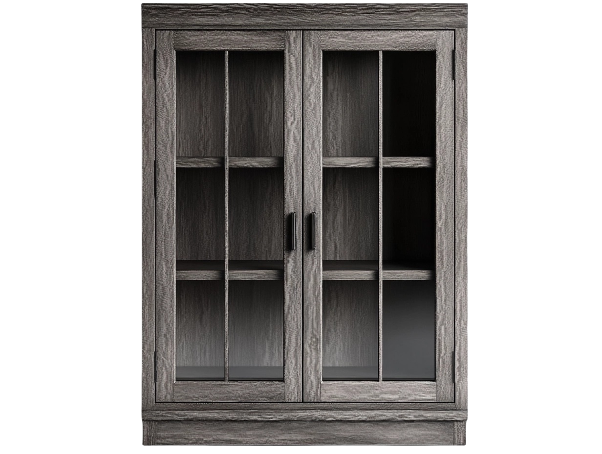 Armario vitrina de madera MDF gris antracita 100x40x180 cm-Minurea