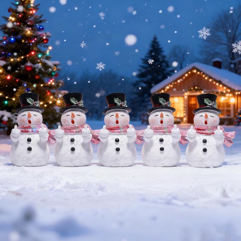 Glittery Middle Finger Snowman Figurine