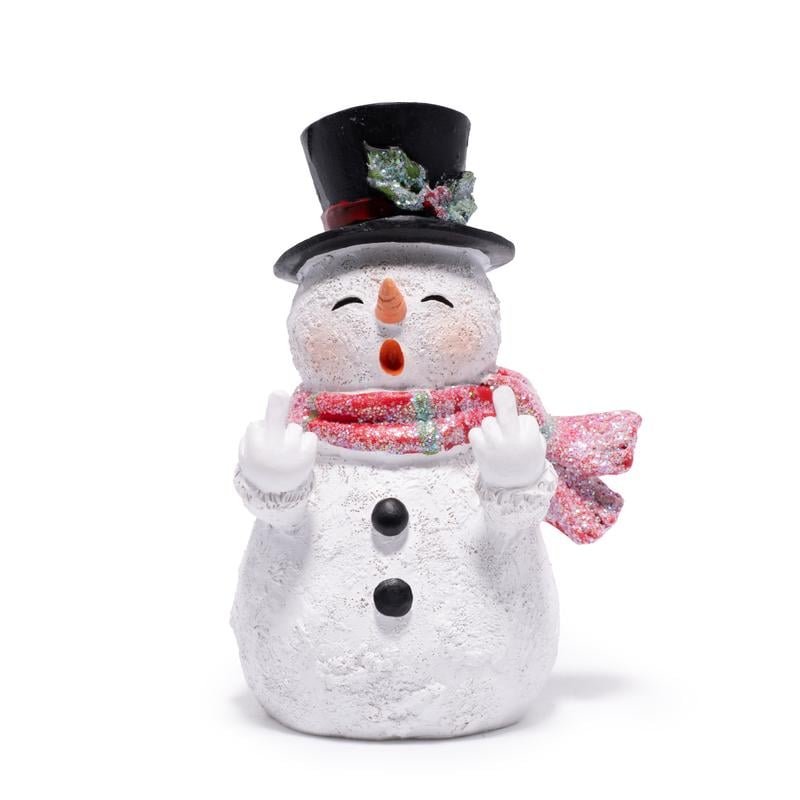 Glittery Middle Finger Snowman Figurine