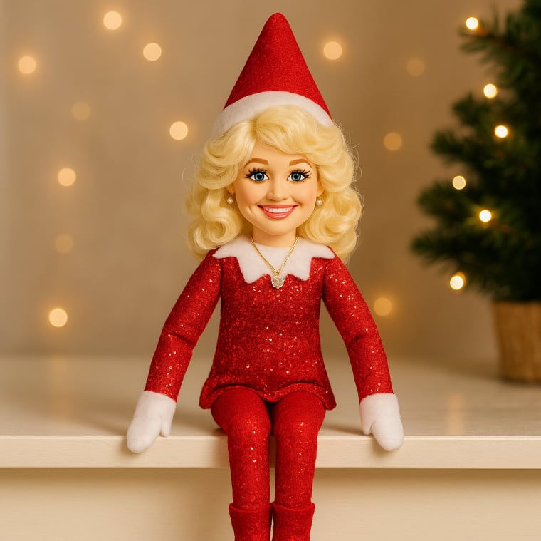 Dolly Parton On A Stoop Christmas Elf Doll