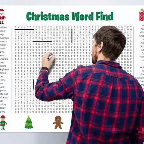 ⏰ Jumbo Thanksgiving & Christmas Word Search Poster – Giant 36"x24" Wall Game! 🎉