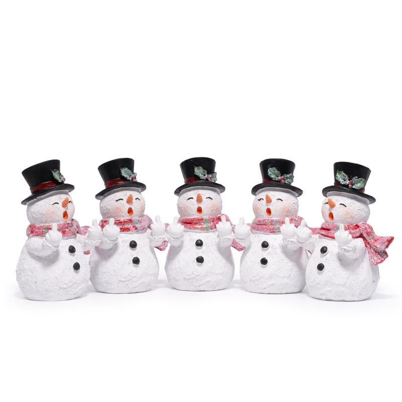 Glittery Middle Finger Snowman Figurine