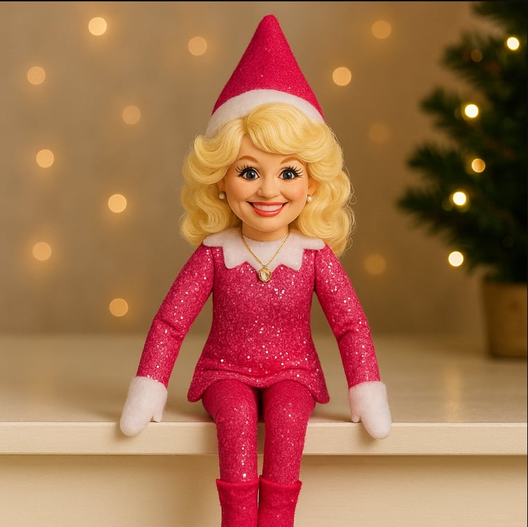 Dolly Parton On A Stoop Christmas Elf Doll