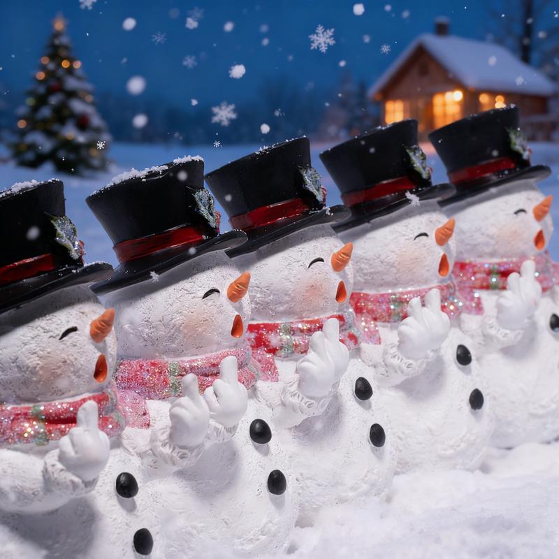 Glittery Middle Finger Snowman Figurine