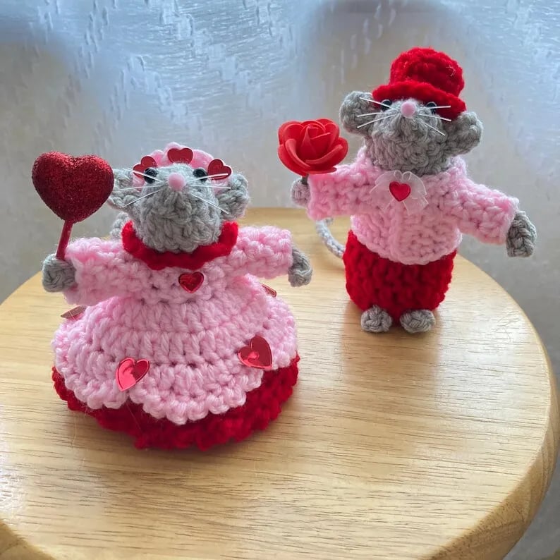 🔥LAST DAY 50% OFF - 💖🐭Crochet Valentine Mouse Couple