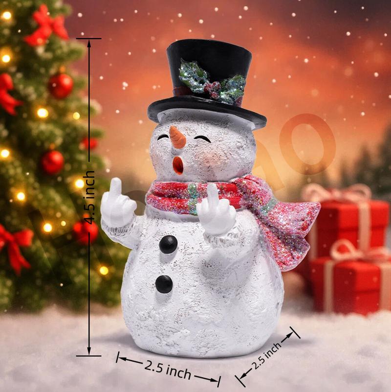Glittery Middle Finger Snowman Figurine