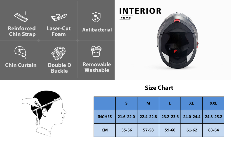 YEMA Motorcycle Helmets DOT Approved Full Face YM-925