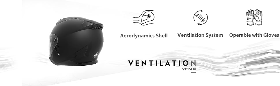 Motorcycle Open Face Helmet YEMA YM-637 DOT Approved 3/4 Half Helmet with Sun Visor for Adult Men Women