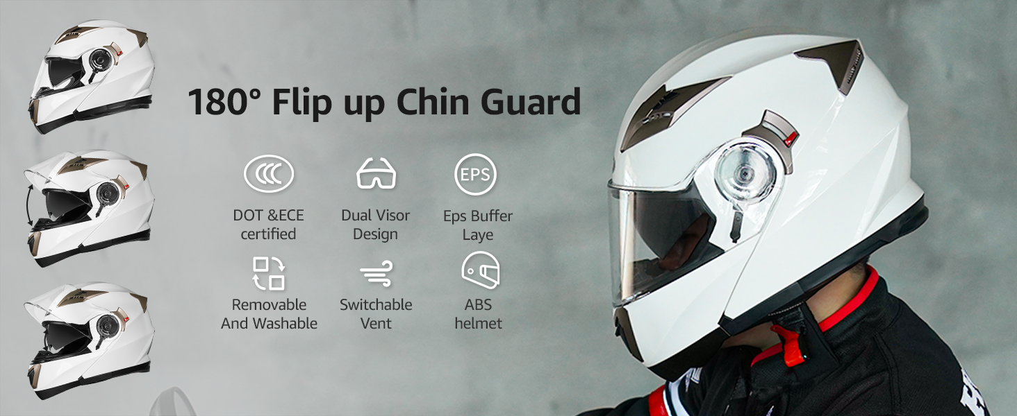 YEMA Modular Motorcycle Helmets, DOT Approved Full Face Motorcycle Helmet with Flip Up Dual Visor, Helmets for Adults Motorcycle Men Women Helmets for Street Scooter ATV E-Bike - YM-925