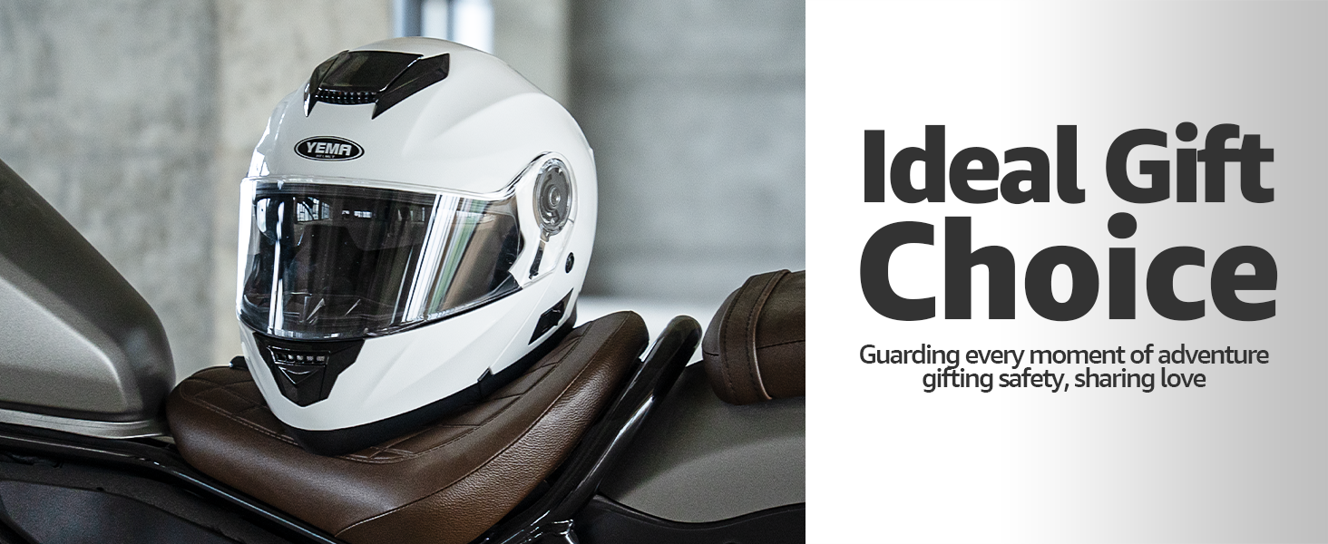 YEMA Modular Motorcycle Helmets, DOT Approved Full Face Motorcycle Helmet with Flip Up Dual Visor, Helmets for Adults Men Women Helmets for Street Scooter ATV E-Bike - YM-926