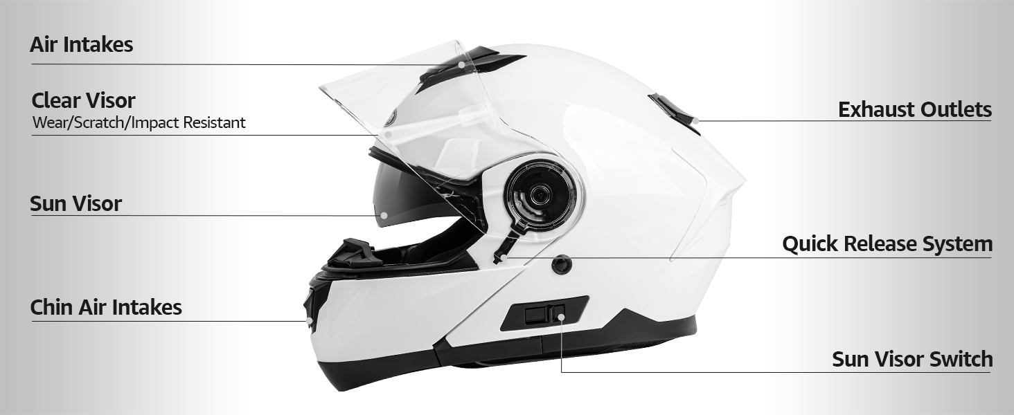 YEMA Modular Motorcycle Helmets, DOT Approved Full Face Motorcycle Helmet with Flip Up Dual Visor, Helmets for Adults Men Women Helmets for Street Scooter ATV E-Bike - YM-926