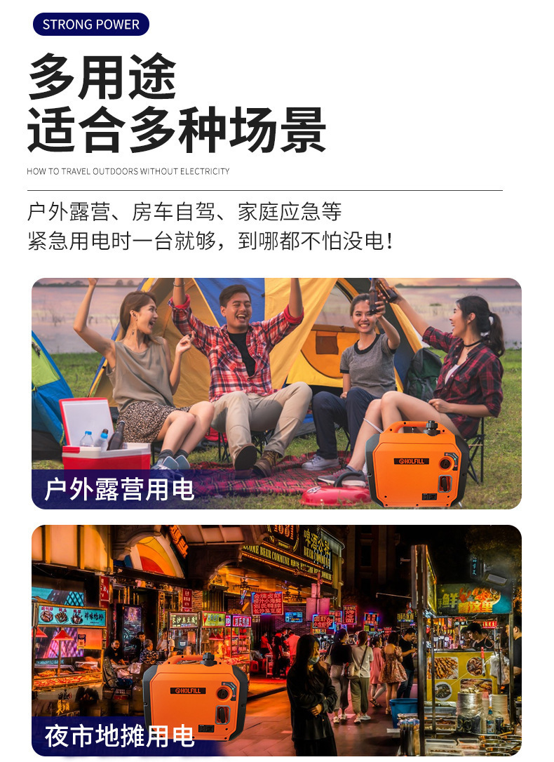 3.5KW 110V/220V dual-voltage gasoline inverter generator, portable, low-noise, compact gasoline generator